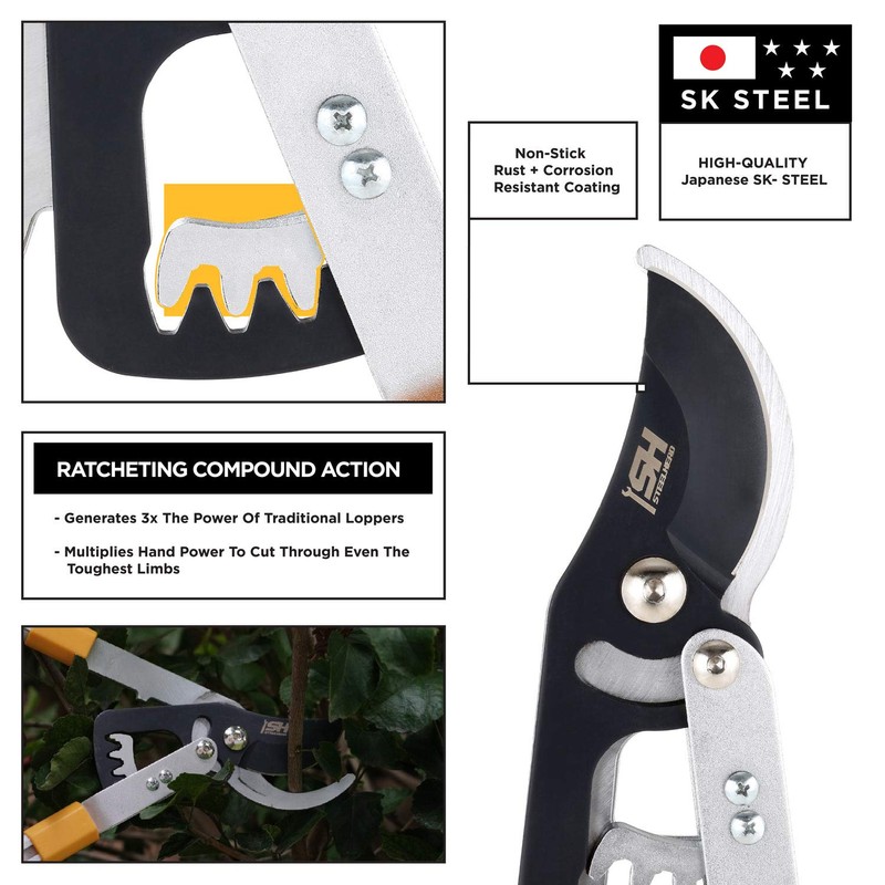 STEELHEAD Heavy-Duty 27-40" Adjustable Gear-Bypass Limb & Branch Lopper, Telescoping