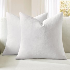 MIULEE White Couch Pillow Covers 18x18 Inch, Set of 2 Soft Chenille Decorative Throw Pillow Covers Farmhouse for Sofa Living Room Bed