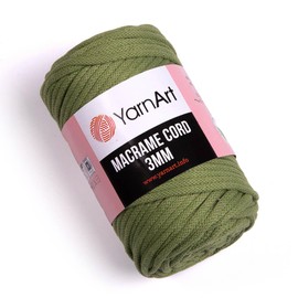 YarnArt Macrame Cord 3mm - Macrame Rope for Crafting, Knotting, Wall Hangings, and Home Decor - 60% Cotton 40% Viscose & Polyester, Soft and Durable (787-OLIVE Green)