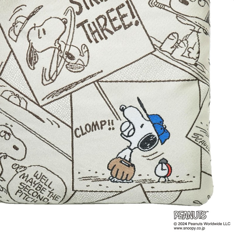 Peanuts PND49301H Cream Sacoche Base Ball Pattern Off White