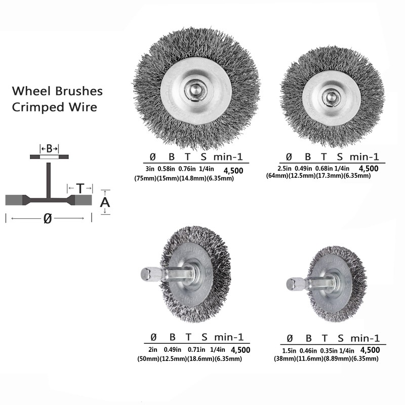 Wire Wheel for Drill Cup Brush Set,0.012-Inch Coarse Crimped Carbon