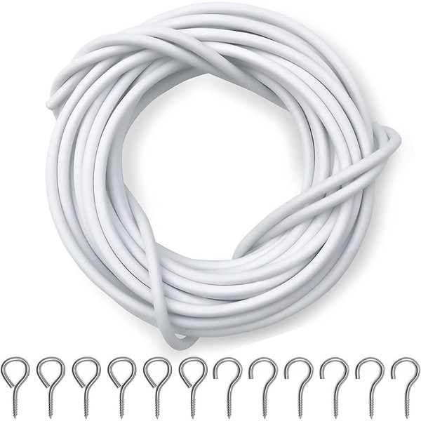 Net Curtain Wire and Hooks Set, 4M Net Curtain Wire