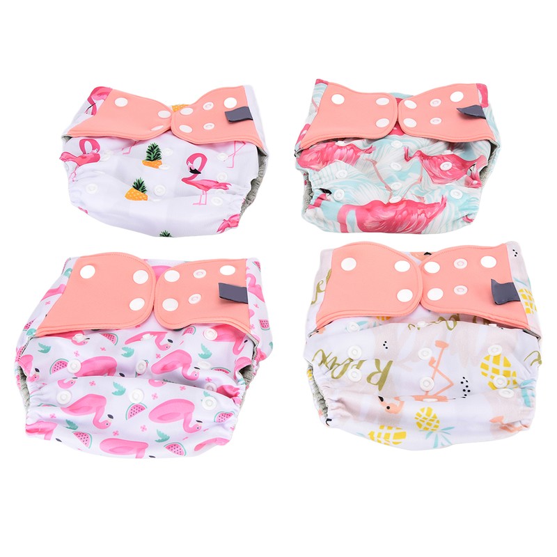 4 Pcs Baby Cloth Diapers Adjustable Washable Reusable Diapers for