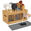 Bamboo Kitchen Utensil Holder with Stone Drying Mat, Large Utensil