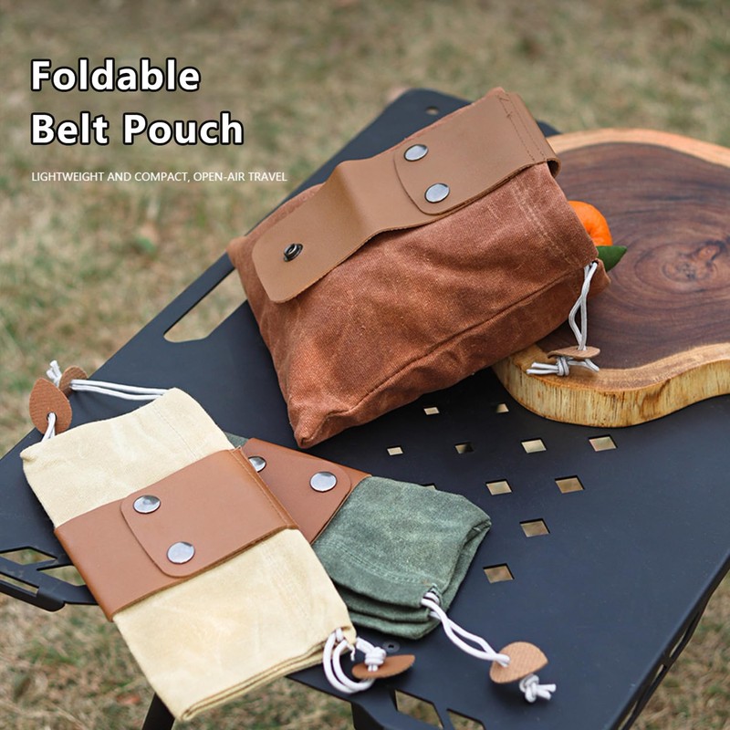 Roczential Foldable Canvas Belt Bag, 2024 Collapsible Foraging Bag Mushroom
