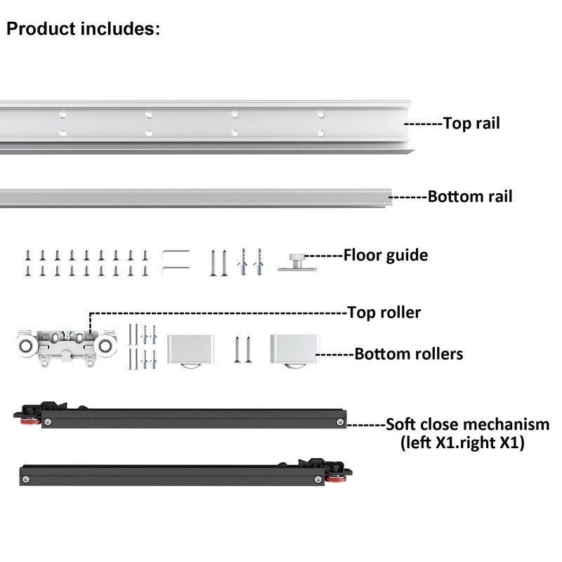 DIYHD 48" Concealed Sliding Barn Door Hardware with Dual Soft