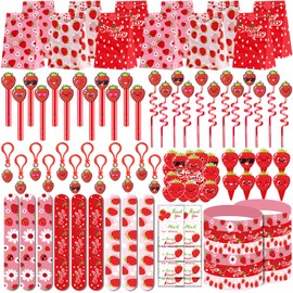 PLOUGVI 208PCS Strawberry Party Favors, Berry First Birthday Decor, Strawberry Birthday Party Decorations, Strawberry Theme for Party Goodie Bag Stuffer Pinata Filler Gifts