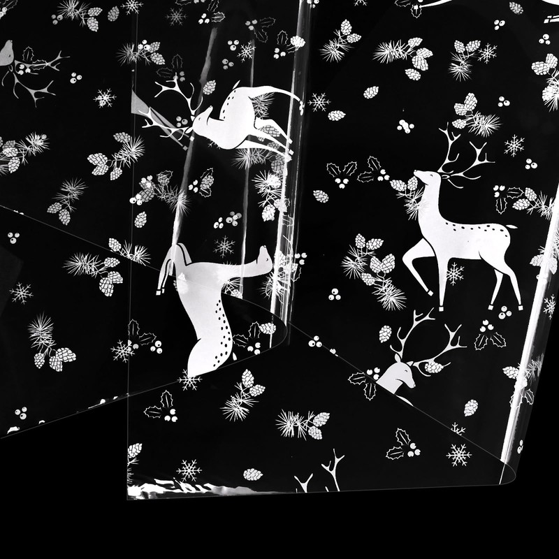 80 * 500cm Christmas Cellophane Wrap,White Deer Transparent Cellophane Wrap