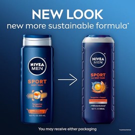 Nivea for Men Sport 3-in-1 Body Wash, 16.9 Fluid Ounce(2 pack)