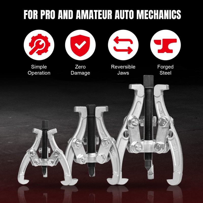 BIG RED Gear Puller Set, 3''4''6'' 3 jaw Puller Tool,
