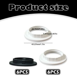 12 Pcs Lampshade Reducer Rings,Light Shade Adapter Rings for E14 Table Lamps, Ceiling Lights, Bayonet Headlamps,Black & White Lamp Shade Fittings