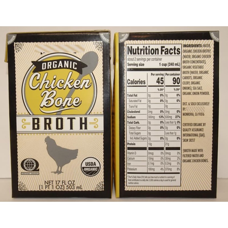 Trader Joe Organic Chicken Bone Broth 17fl oz 503ml (Two