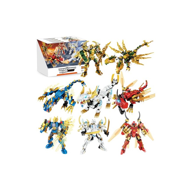Elemental Dragon 2 in 1 Transformable Ninja Mech Warrior Building
