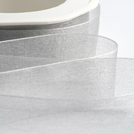 Italian Options Organza Chiffon Ribbon, 25mm x 20 Metre Roll, Silver