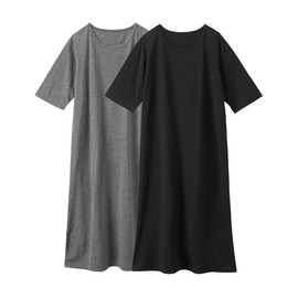 nissen, Women’s Loungewear, Long Dress, Short Sleeves, Elbow-Length Sleeves, Cotton Blend, Loose, Simple, Spring, Summer, Autumn, Set of 2