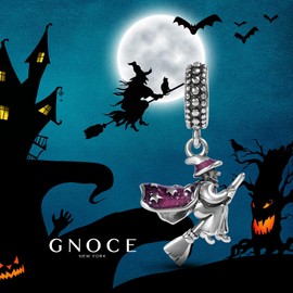 GNOCE Witch Pendant Charm Sterling Silver Dangle Charm Fit Bracelet/Necklace For Women Wife