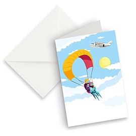 itenga XXL Folding Card DIN A4 Parachute Jump Tandem Jump and XXL Envelope - Greeting Card