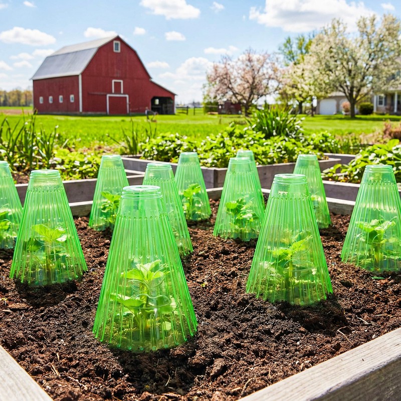 UCandy 30 Pack Garden Cloches for Plants with 60 Stakes,