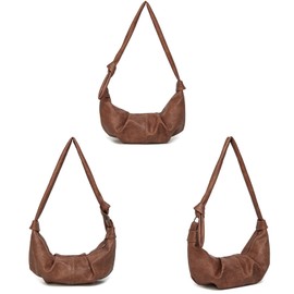 Ruched Shoulder Underarm Purses for Women Dumpling Large Hobo Bags Vegan Leather Ladies Clutch(brown)