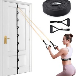 Mushk Door Anchor Strap with Resistance Bands, Portable Gym Attachment for Home Fitness, Multi Point Anchor Exercise Equipment, Door Anchor Resistance Bands Set for Home Workouts - Pack Type: Anchor + Handles