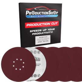 ProductionShop Premium 9" Red 8-Hole Pattern 150 Grit Sanding Discs, Box of 20 - Dustless Hook & Loop Backing Sandpaper for Drywall Power Sanders, Medium-Cut Abrasive - Woodworking, Sand Auto Paint