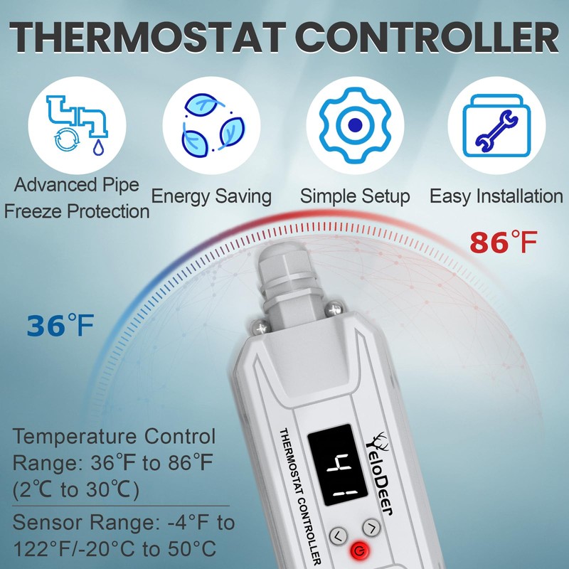 110~120 V YeloDeer Temperature Controller for in Pipe Heating Cable