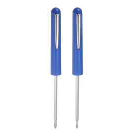 sourcing map 2pcs Non-Magnetic Pocket Screwdriver 3mm Phillips 3mm Slotted Mini Portable Screw Driver with Clip for Mechanical, Electrician, Technician, Blue