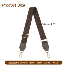 sourcing map Wide Shoulder Strap, 3.8cm Adjustable Purse Strap Replacement Crossbody Strap for Shoulder Bag Wallets, Dark Brown, Light Gold Square Mouth Buckle