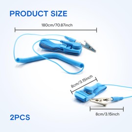 2 PCS Single Loop Anti Static Wrist Straps Discharge ESD Wrist Strap Grounding Bracelet with Grounding Wire and Alligator Clips Ground Yourself to Prevent Build Up of Static Electricity