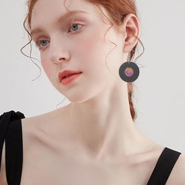 MALOYANVE Cassette Tape Earrings for Women Funny Acrylic Colorful 80s 90s Neon Retro Lightweight Statement Dangle Earrings Cosplay Party Jewelry Gifts Accessories (CD)