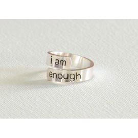 I am Enough Inspirational Message Ring in Sterling Silver