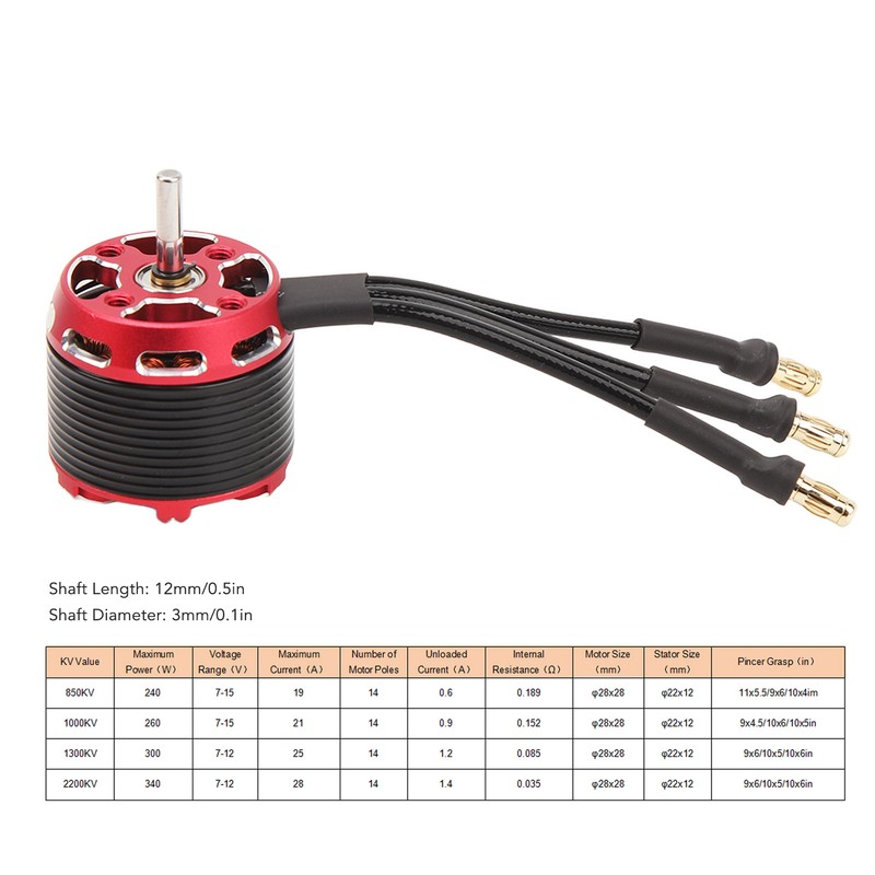 C2830 Brushless Motor Fixed Wing Outrunner Brushless Motor Aluminum Waterproof