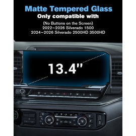 For 2022~2026 Silverado 1500 & 2024~2026 Silverado 2500HD 3500HD (No Buttons on the Screen) Screen Protector 13.4 Inch Matte Anti-Glare Tempered Glass Touchscreen *1 Accessories - No More Fingerprint