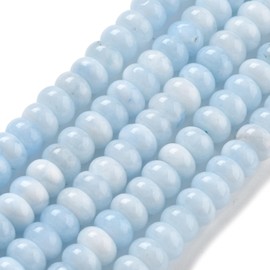 LiQunSweet 220 pcs 8mm Natural White Jade Dyed Blue Abacus Beads Flat Round Disc Rondelle Gemstone Spacer Beads for DIY Jewelry Bracelet Necklace Crafts Phone Keychain Decor
