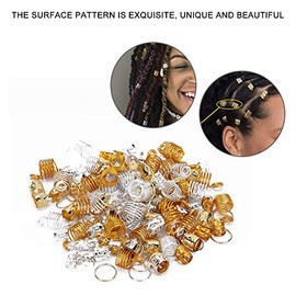 Puños de Trenzado para el Cabello, 160 piezas Joyas para el Cabello Trenzado Anillos de joyería para el cabello Decoraciones para el cabello Anillos de patrón hueco Clips para trenzas Accesorios