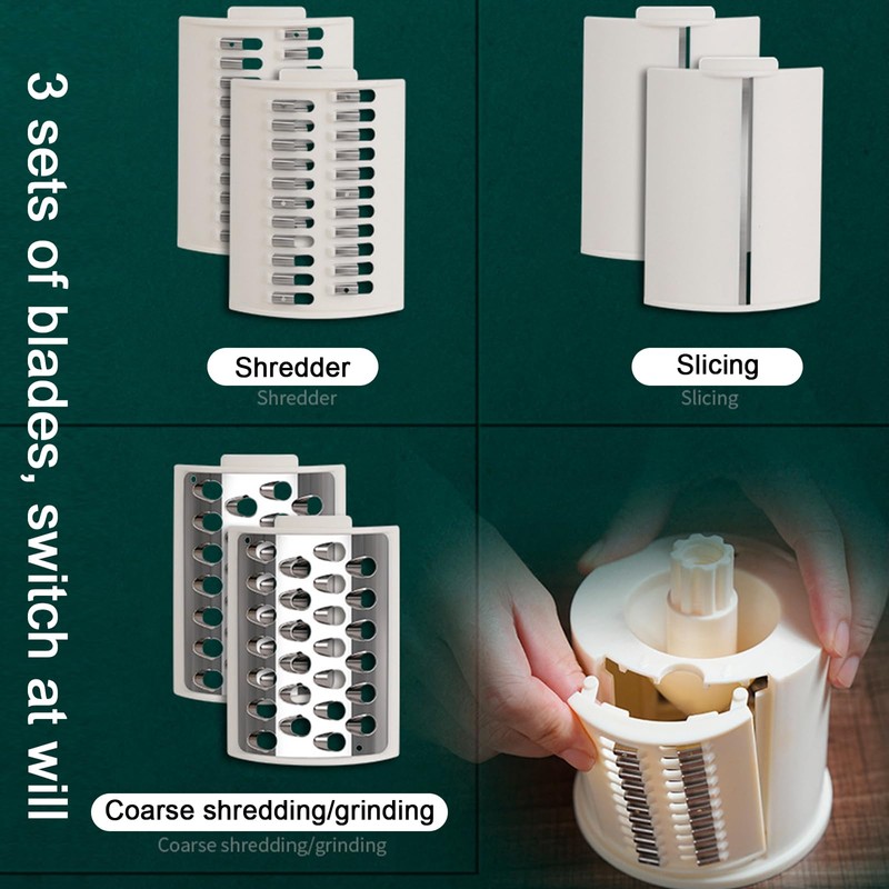 Eiflayn Vegetable Cutter, Kitchen Grater with Crank, Manual Vegetable Cutter,