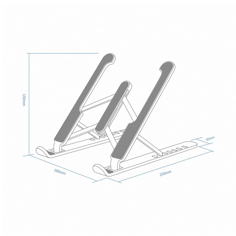 AISENS LPS1M-099 Adjustable Desktop Stand for Laptop/Tablet - Silver
