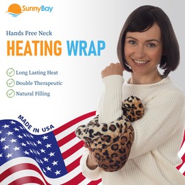 SunnyBay Microwave Heating Pad, Microwavable Heated Neck and Shoulder Wrap, Weighted Hands-Free Beanbag Pack with Wide Neck Coverage, 2.5 lbs, 26 Inches Long-Length, Made in USA, Leopard