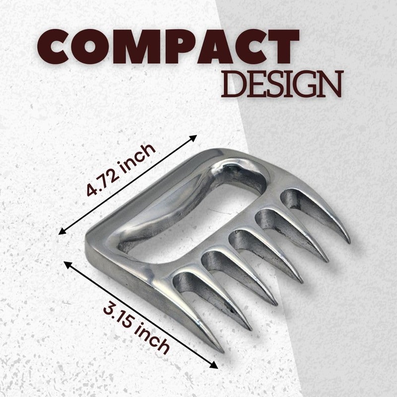 WOODBULL Premium Aluminum Polished Bear Claw Set Meat Shredder, Meat