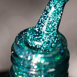 BURANO Glitter Gel Nail Polish, LED UV Nail Gel Shimmer Holographic Effect Soak off Gel Curing Required, No Chip Gel Polish Sparkle Gel Home DIY Nail Salon (Shimmer Green LP34)