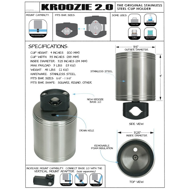 Kroozie 2.0 Bike Bottle Holder – Sturdy, Stainless Steel Bike