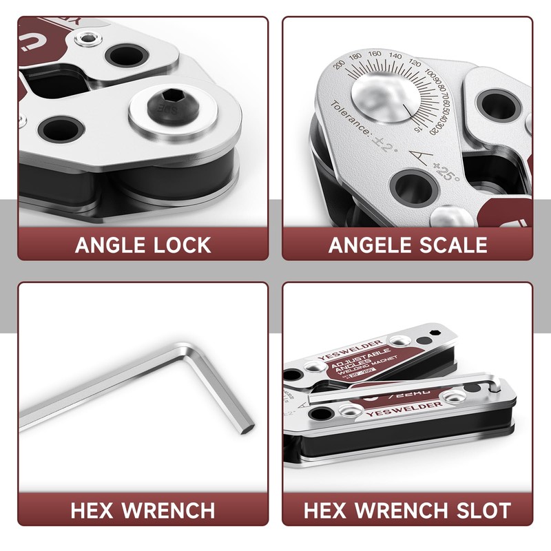 YESWELDER Adjustable Angle Welding Magnet 20-200° Magnetic Welding Holder of