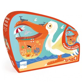 Scratch 276181126 Shape Pelican Contour Puzzle for Children 3 Years and Up 24 Pieces, Orange