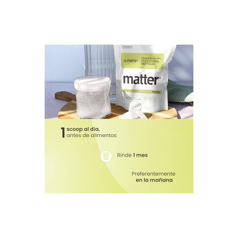 Matter IG-Forte, Suplemento de Calostro Bovino en Polvo 30% IgG