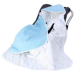 Miracle Baby Car Seat Swaddle Blanket for Babies, Waffle Carseat Blanket for Infants Newborn, Double-Layered Suitable for All Seasons 35.4"x35.4" (Blue + Dinosaur, Four Seasons)