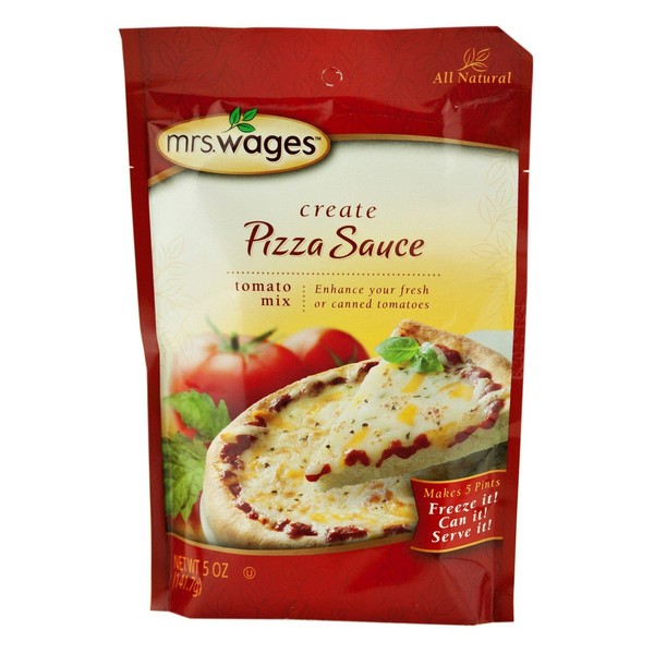 Mrs. Wages Pizza Sauce Tomato Seasoning Mix, 5 Oz. Pouch (Pack of 4)