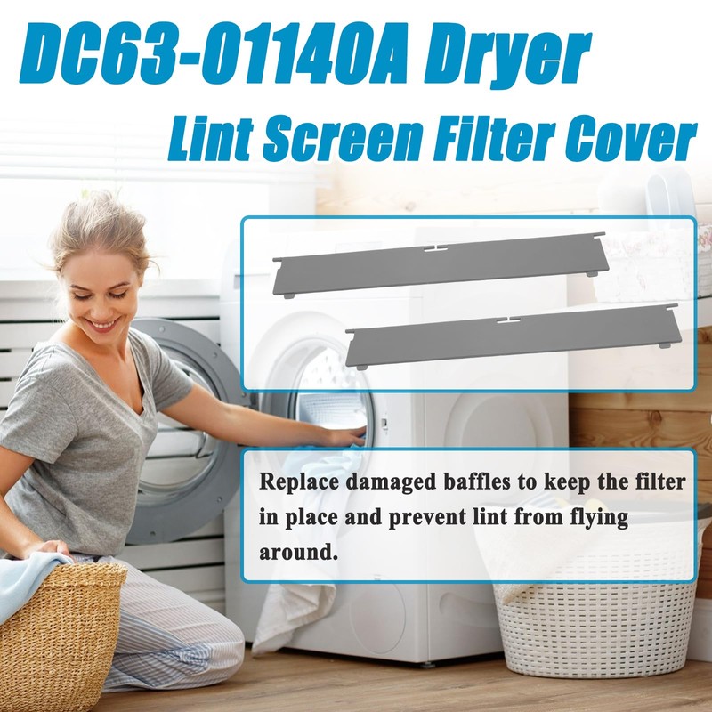 2Pcs DC63-01140A Dryer Lint Screen Filter Cover with Spring, Replacement