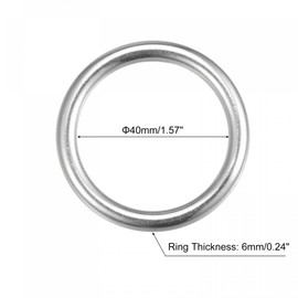 TOP-VIGOR 1Pcs Welded O-rings, 52mm Outer Dia 6mm Thickness Multi-Purpose 316 Stainless Steel O Rings, Smooth Strapping Welded Round Rings for Hardware Bags Ring Hand DIY Accessories and Dog Leas