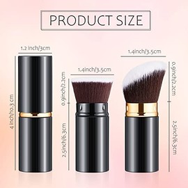 2 Brochas Retráctiles para Base en Ángulo, Brochas de Maquillaje Portátiles de Viaje con Tapa para Bronceador de Rubor, Crema de Polvo Suelto o Cosméticos Líquidos