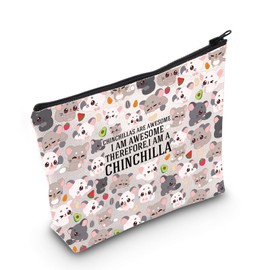 WZMPA Chinchilla Cosmetic Bag Chinchilla Lover Gift Chinchillas Are Awesome I Am Awesome Therefore I Am A Chinchilla Makeup Zipper Pouch Bag Chinchilla Owner Gift, Chinchilla, Fit